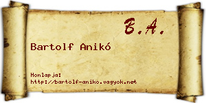Bartolf Anikó névjegykártya
